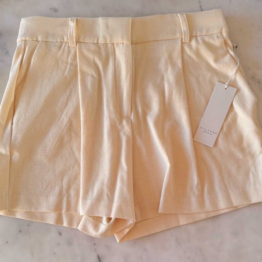 Calypso St. Barth High Waist Yellow Pleated Shorts size 2